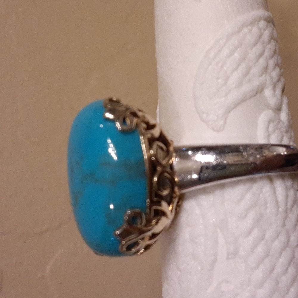 925 Genuine Turquoise, Gold over Sterling. FIRM. - Picture 15 of 16